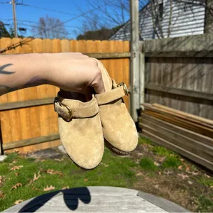 VERONICA BEARD Womens Suede Slip On Clogs‎ In Beige size 5 Hendrix Suede Buckle thumbnail 10