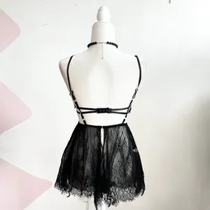 Black Lace Babydoll Tank Top, Goth Whimsigoth Grunge Indie‎ Sleaze Small thumbnail 2