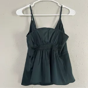 Abercrombie & Fitch Green Tie Front Spaghetti Strap Blouse Casual Holiday Medium thumbnail 4