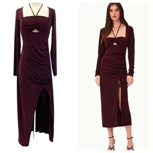 Nicholas Noel Womens US 4 Gown Maxi Dress Purple Center Cutout Special Occasion‎ thumbnail 2