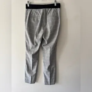 Zara‎ Basic Gray Checkered Plaid Pants Elastic Back Waist thumbnail 5