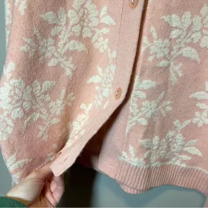 Tangiers Women’s Pink White Floral‎ Vintage Cardigan Medium thumbnail 5