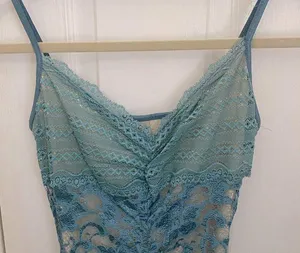True Meaning Nude and Blue Lace Spaghetti Strap Dress thumbnail 2