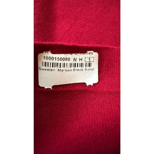 August Silk Heritage Sweater Red Black Velvet Mesh Mock Neck M thumbnail 4