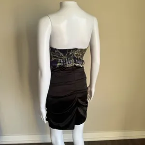 Vintage Rubber Ducky Strapless Satin Ruched Dress thumbnail 5