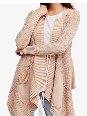 Free People Tan All Washed Out Cardigan Size Small thumbnail 1