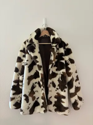 Blank nyc cow print faux fur coat thumbnail 2