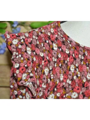 KNOX ROSE Women’s Peasant Blouse Top Size XXL Pink Floral Smocked Shabby Chic thumbnail 5