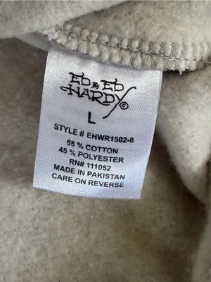 Ed Hardy Grey Full Zip Hoodie Sweatshirt Women’s Size Large Grey NEW thumbnail 7