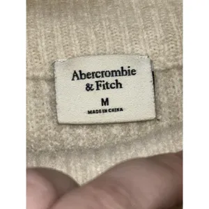 Abercrombie & Fitch Cream Wool Knit Pullover Mock Neck Turtleneck Sweater Size M thumbnail 3