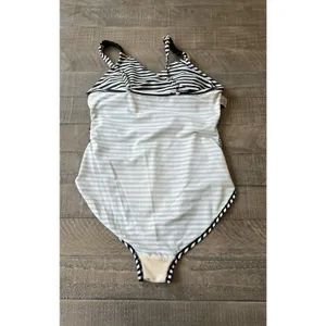 MERONA‎ Black White Striped One Piece Swimsuit Adjustable Straps Size Large thumbnail 9