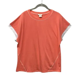 Yelete 100% cotton coral contrast crewneck tee. Size Medium thumbnail 1