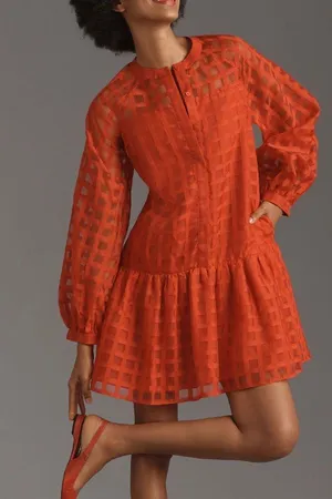 Anthropologie English Factory Organza Long Sleeve Mini Dress, Size M thumbnail 10