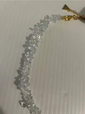Anthropologie Serafina Half Rock Crystal Chain Necklace Gold plates 16” New thumbnail 4