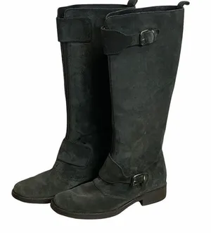 J. CREW Moto Biker Women’s Sz 8 Buckle Motorcycle Black Suede Leather Boots thumbnail 3