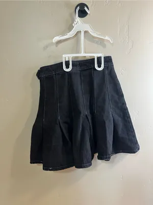 We the Free Black Pleated Denim Mini Skirt Size 25 New thumbnail 3