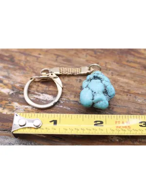 Turquoise Nugget Keychain With Gold-Tone Ring & Mesh Chain Unique Handmade Gift thumbnail 8