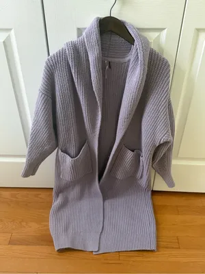 Free People Skylark Longline Cardigan in Lilac thumbnail 2