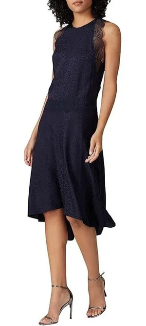 Zadig & Voltaire Roberto Jack Leo Leopard Woven Silk Cocktail Dress Navy XS thumbnail 1