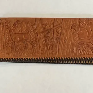 Vintage Hand Tooled Leather‎ Bill Holder Engraved Hazel Bishop thumbnail 2
