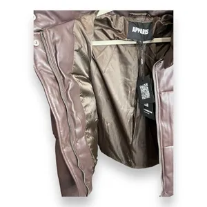 APPARIS Jemma Brown Puffer‎ Coat Size Large Faux Leather NWT thumbnail 4