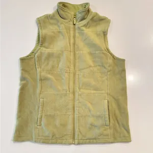 Lands End Lime Green Zip Up Fleece Vest Size Medium‎ thumbnail 6