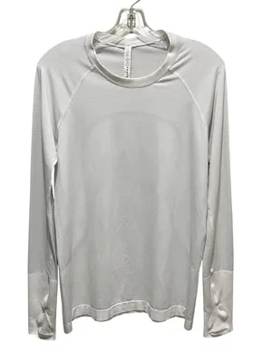 Lululemon Long Sleeve Athletic Top White Women Size 12 Thumbhole Lightweight thumbnail 1