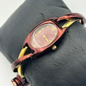 Women’s Gold & Metallic Brown Watch Working New Battery thumbnail 2