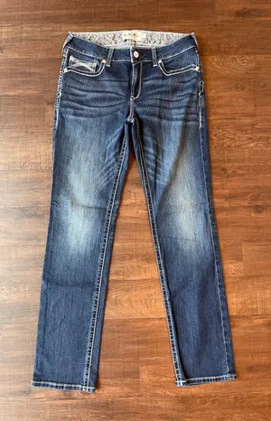 Ariat REAL Straight Leg Jeans Womens 32 XL Blue Dresden Real Mid Rise Straight thumbnail 1