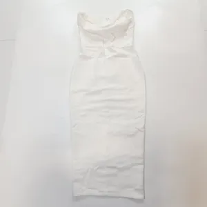 MORE TO COME Sophia Strapless Midi Dress in White XS thumbnail 3