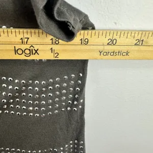 INC Studded Top XL Gray Scoop Neck Tee Indie Sleaze Glam Rock Festival Y2K‎ thumbnail 4