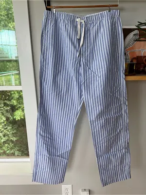 GAP Blue Striped Cotton Elastic Waist Drawstring Pajama Pants Sz Medium thumbnail 3