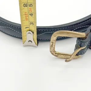 Tory Belt Womens 28 Black Leather Western Equestrian Brass Buckle Made in USA thumbnail 5