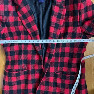 Vintage GAP Christmas Holiday Wool Blend Plaid Buffalo Check Red Black Blazer L‎ thumbnail 11