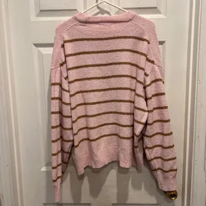 ZARA Women's Pink Brown Stripe Cozy Chenille Knit Sweater‎ Pullover Size Large thumbnail 5