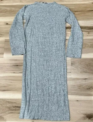 Zara Soft Grey Midi Sweater Dress Women’s Small thumbnail 1