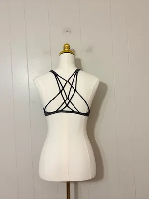 Lululemon Free To Be Zen Bra IV Black White Jacquard Strappy Yoga Sports Bra 4 thumbnail 8