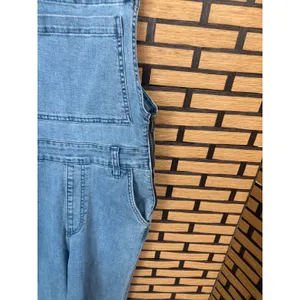MuMu Blue Denim Flared Leg‎ Overalls Size Small thumbnail 8