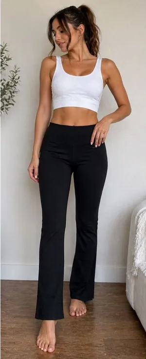 Aerie Offline The Hugger Legging High Rise Black Flare Yoga Pants Size L thumbnail 1
