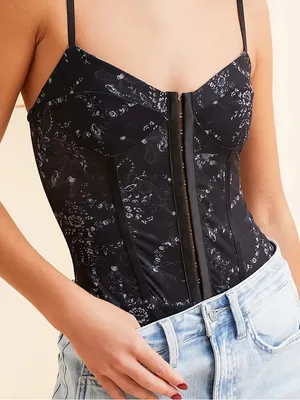 Like New Free People Night Rhythm Bodysuit Black Bows Combo thumbnail 3