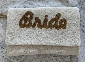 Beaded Bride Clutch White thumbnail 1