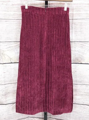 Anthro Hutch Burgandy Velour Midi Skirt Size XS thumbnail 4