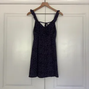 White Fox Polka Dot Mini Dress sleeveless ruffle tie bow back v-neck lightweight thumbnail 2