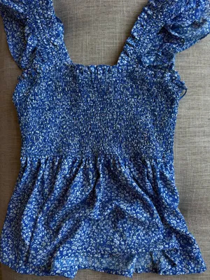 Skies Are Blue Blue Ruffled Tank thumbnail 2