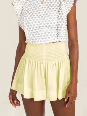 Koch Erika yellow neon Skort flowy smocked high waist | xs thumbnail 1