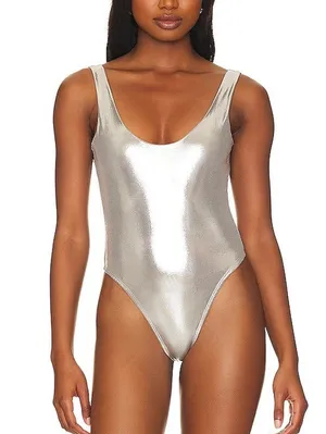 Superdown Nadia Metallic Bodysuit Size S Silver Festival Rave Club Disco Party thumbnail 1