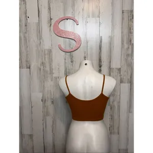 Bozzolo Mustard Ribbed Spaghetti Strap Crop Top Women’s Small Basic Stretch Cami thumbnail 3