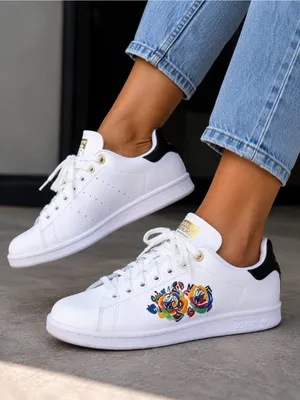 adidas x Rich Mnisi Stan Smith Roses Floral Sneakers White Gold Women 6.5 thumbnail 1