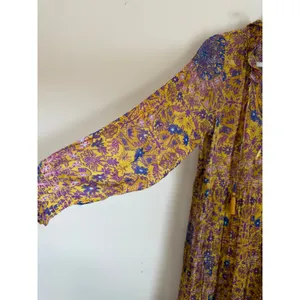 Anthropologie Chiffon Maxi Dress Womens Medium Semi Sheer Mandala Print thumbnail 5