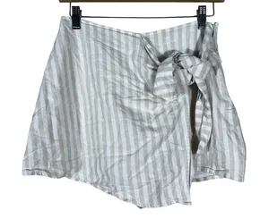 Abercrombie & Fitch Striped Wrap Skort Tan White Coastal Linen Blend Size S thumbnail 1